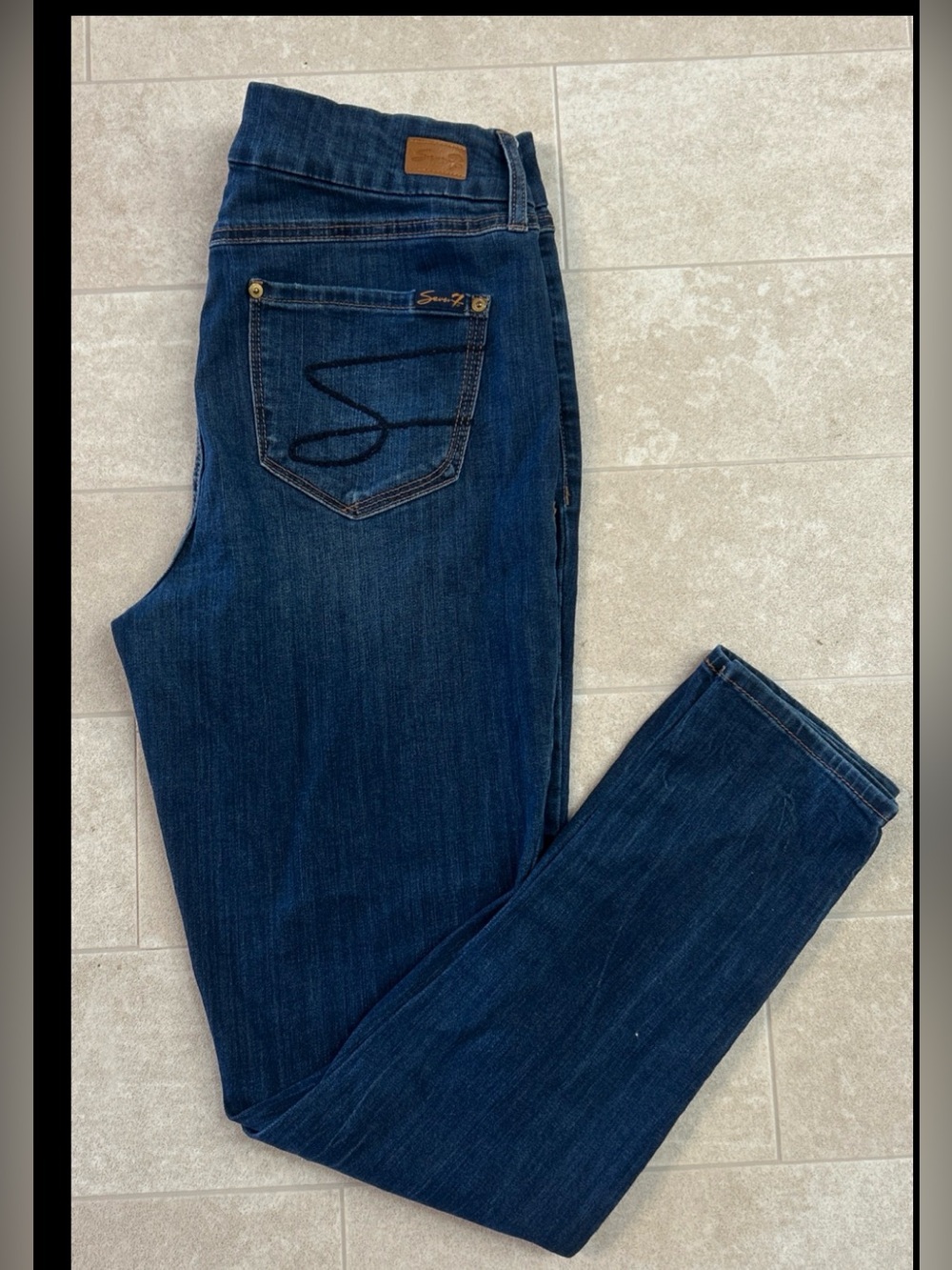 Seven7 Women's Size 10 Tummyless High Rise Skinny Dark Wash Stretch Denim Jeans